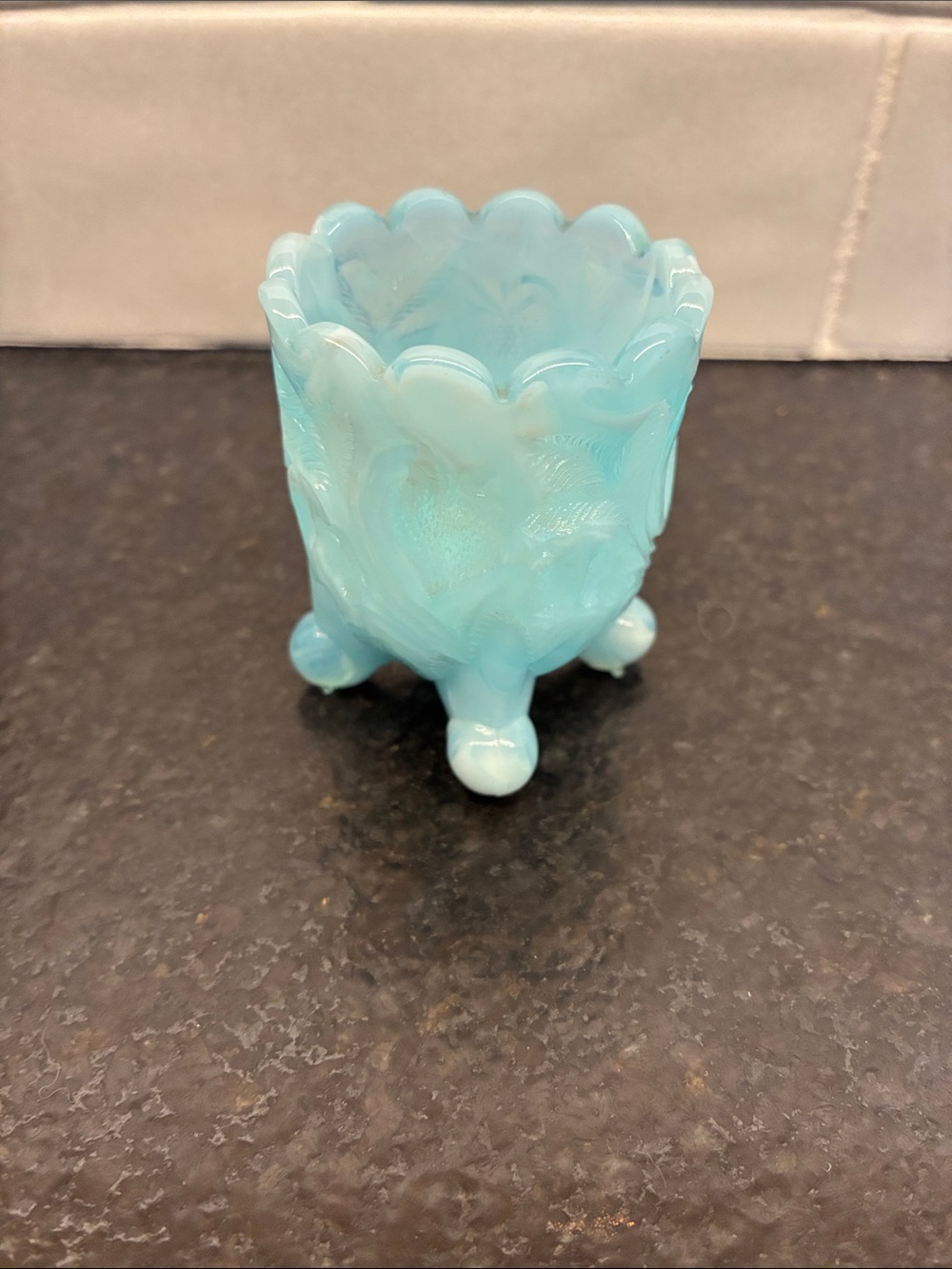 Blue White Slag Toothpick Holder